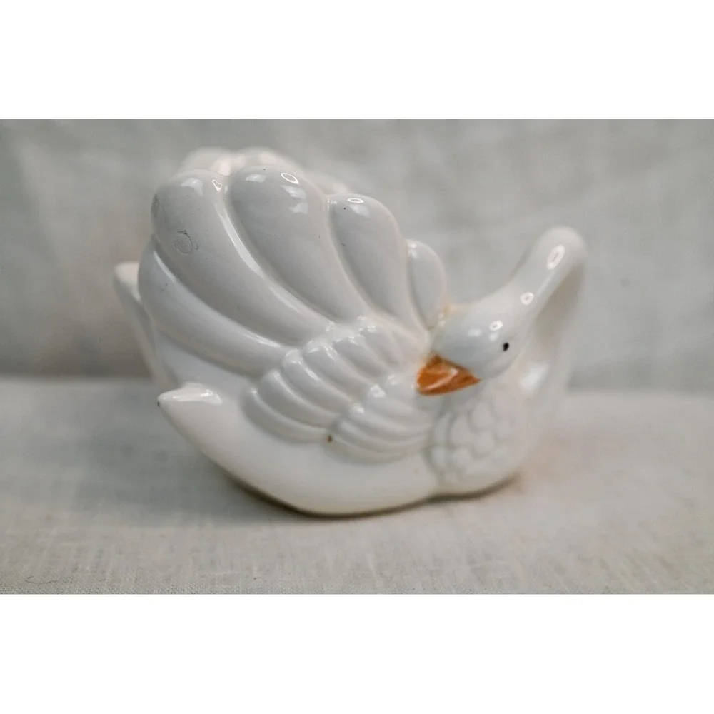 Vintage Omnibus 1983 Swan Planter White Ceramic 80s Decor 5in
